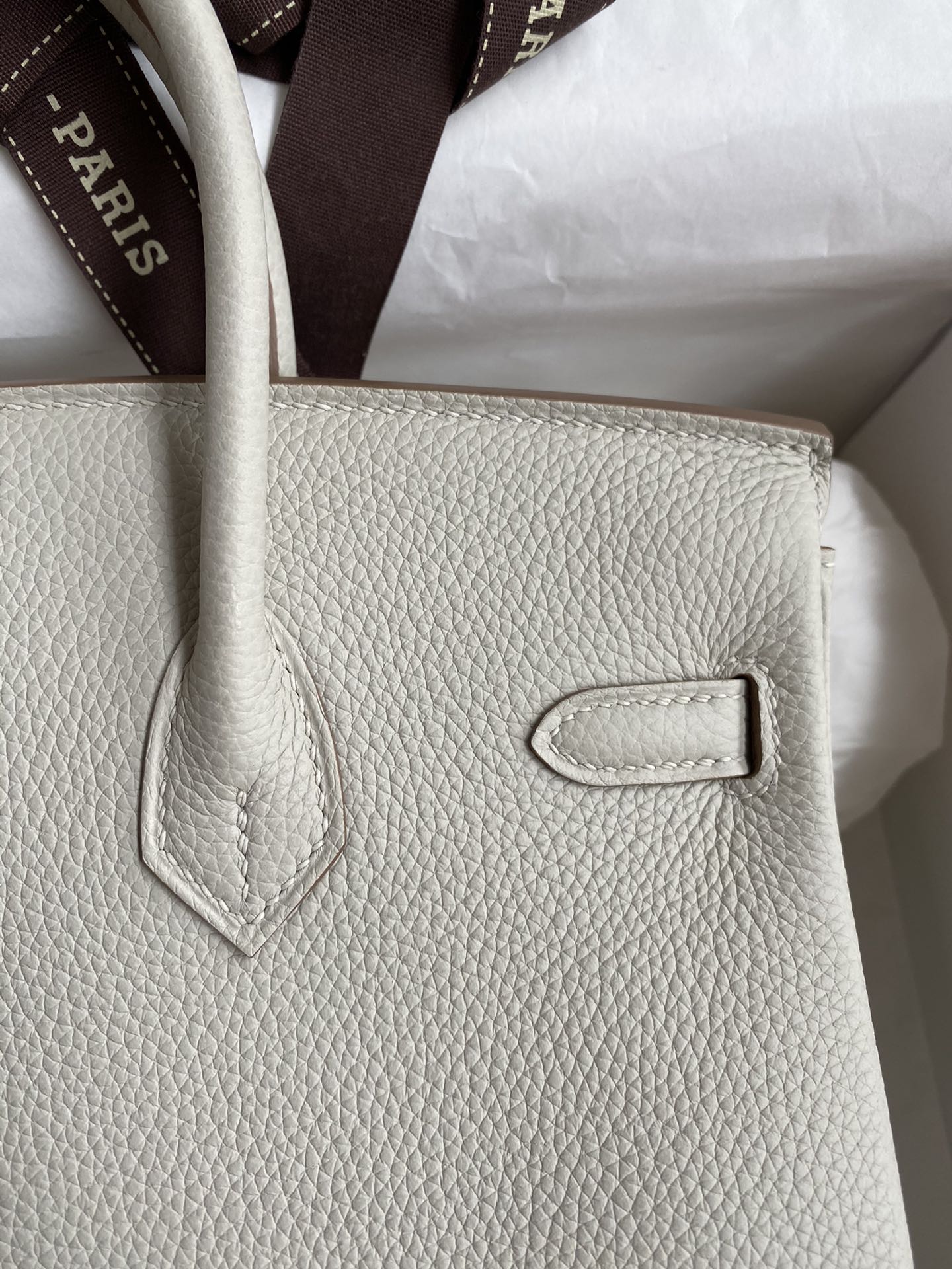 Hermes Birkin 25CM Togo Leather Handbag Blanc